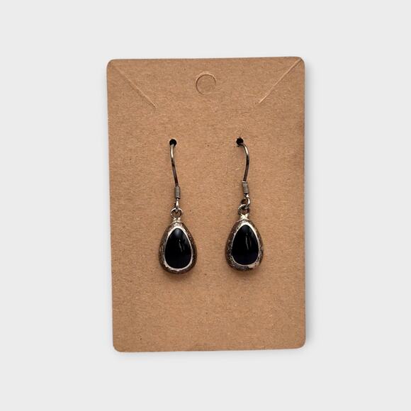 Silpada Black Onyx Sterling Silver 925 Teardrop Dangle Earrings - Picture 5 of 6